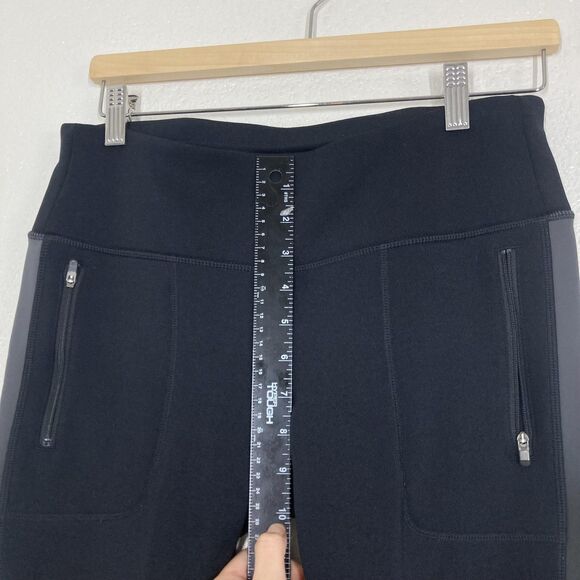 Athleta Pants Womens Medium Petite Black Fleece Lined Leggings Zip Pockets Warm - Picture 9 of 16